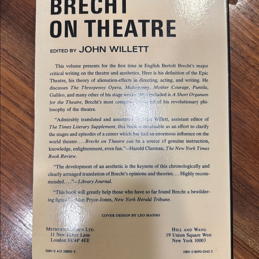 Brecht on Theatre paperback literature critical thinking drama Book - - Picture 10 of 11